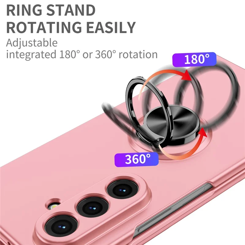 Custodia per Samsung Galaxy Z Fold8 con Anello Girevole e Supporto Rigido in PC - Rosa