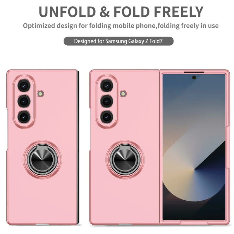 Custodia per Samsung Galaxy Z Fold8 con Anello Girevole e Supporto Rigido in PC - Rosa