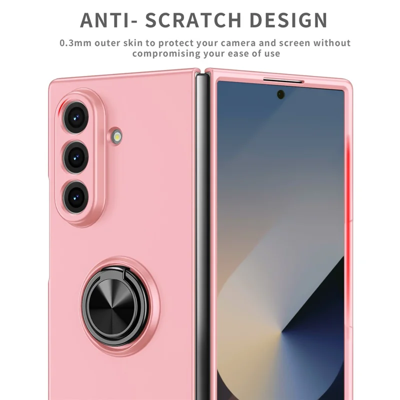 Custodia per Samsung Galaxy Z Fold8 con Anello Girevole e Supporto Rigido in PC - Rosa