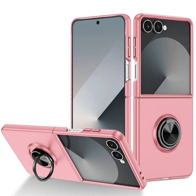 Capa para Samsung Galaxy Z Flip8 com Suporte de Anel Rotativo, Capa Rígida em PC - Rosa