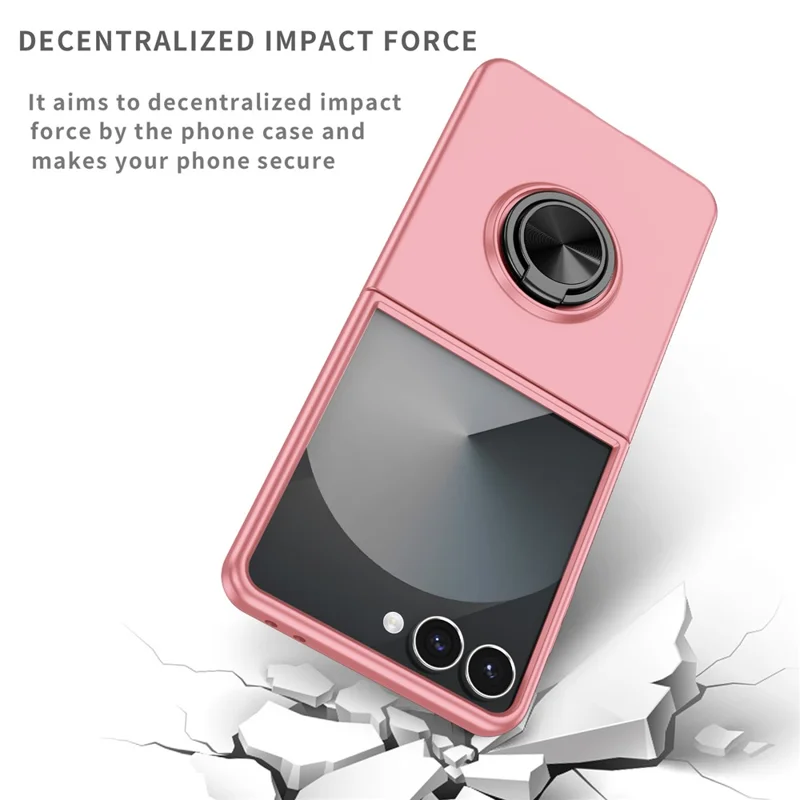 Capa para Samsung Galaxy Z Flip8 com Suporte de Anel Rotativo, Capa Rígida em PC - Rosa