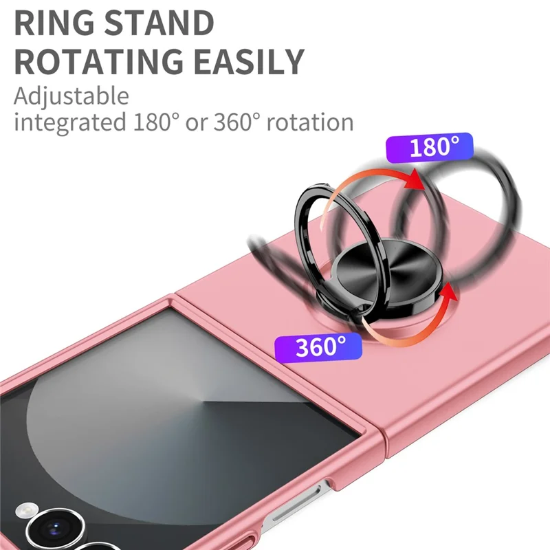 Capa para Samsung Galaxy Z Flip8 com Suporte de Anel Rotativo, Capa Rígida em PC - Rosa