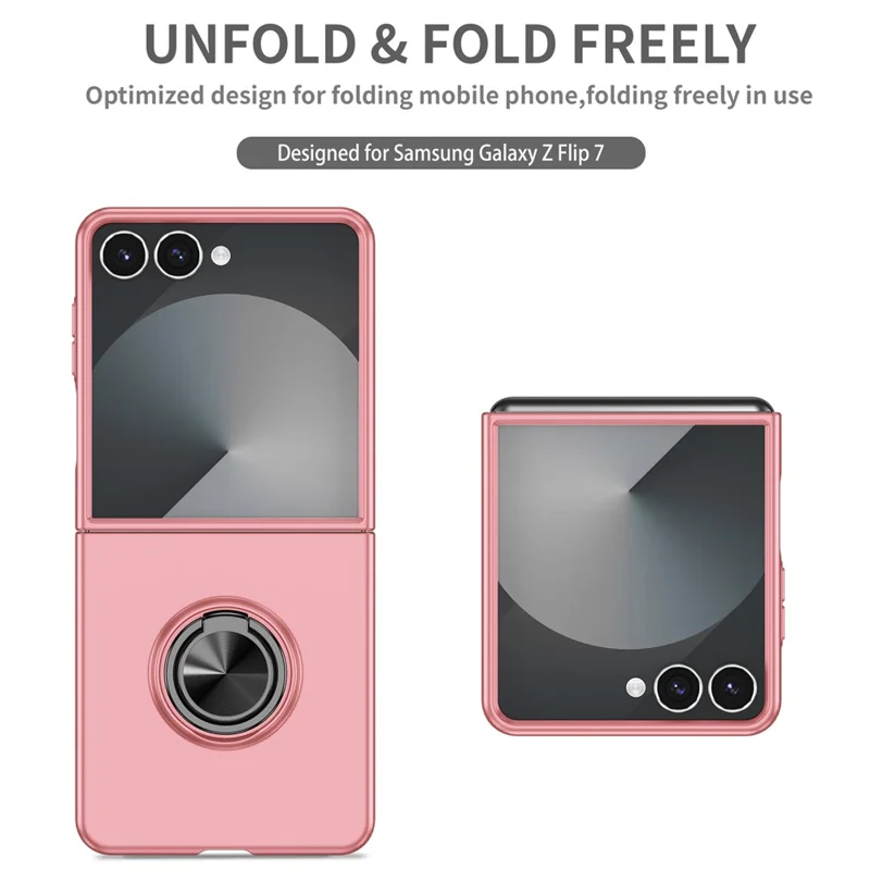 Capa para Samsung Galaxy Z Flip8 com Suporte de Anel Rotativo, Capa Rígida em PC - Rosa