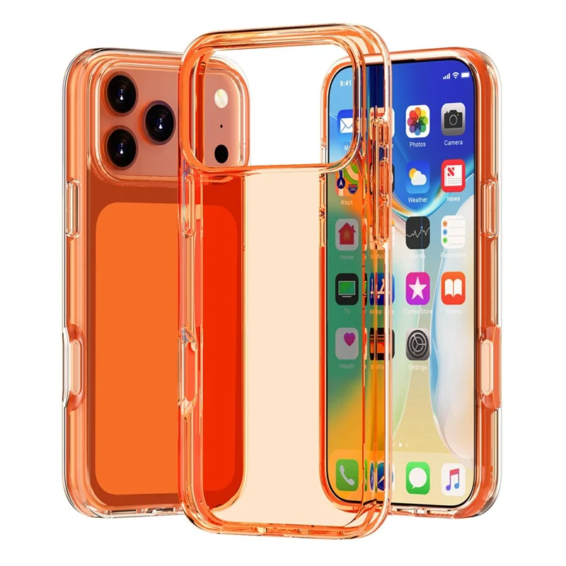 For iPhone 18 Pro Max Case PC + TPU Shockproof Clear Phone Cover - Transparent Orange