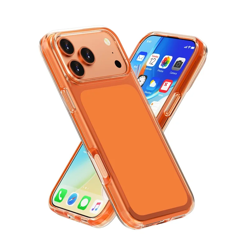 For iPhone 18 Pro Max Case PC + TPU Shockproof Clear Phone Cover - Transparent Orange