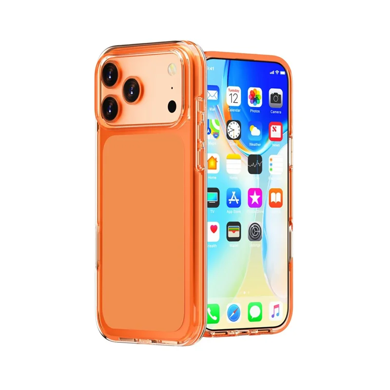 For iPhone 18 Pro Max Case PC + TPU Shockproof Clear Phone Cover - Transparent Orange