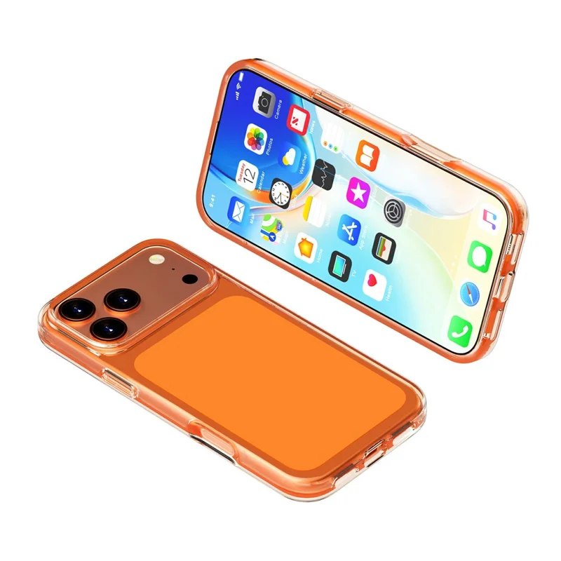 For iPhone 18 Pro Max Case PC + TPU Shockproof Clear Phone Cover - Transparent Orange