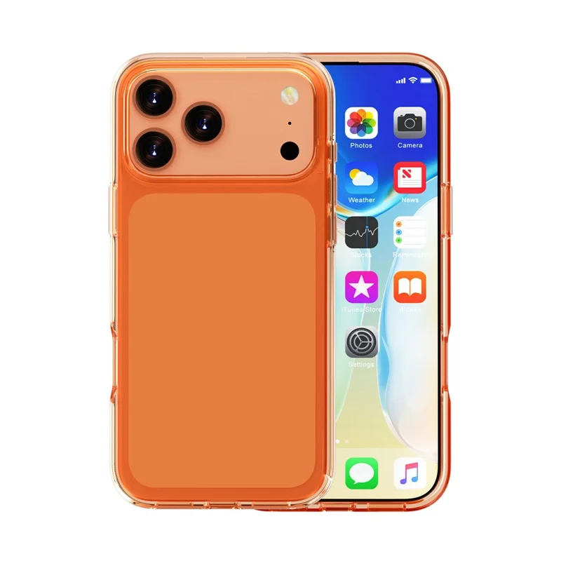 For iPhone 18 Pro Case PC + TPU Shockproof Clear Phone Cover - Transparent Orange