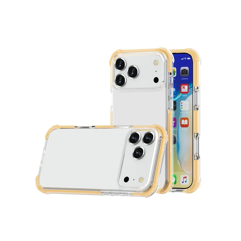 For iPhone 18 Pro Max Case Four Corners Anti Drop Clear TPU + TPE + PC Phone Cover - Transparent Yellow