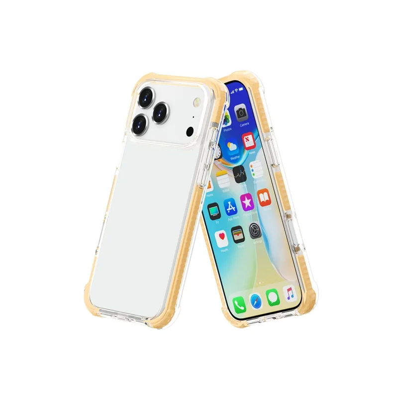 For iPhone 18 Pro Max Case Four Corners Anti Drop Clear TPU + TPE + PC Phone Cover - Transparent Yellow