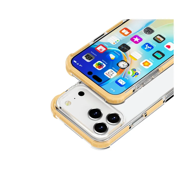 For iPhone 18 Pro Max Case Four Corners Anti Drop Clear TPU + TPE + PC Phone Cover - Transparent Yellow
