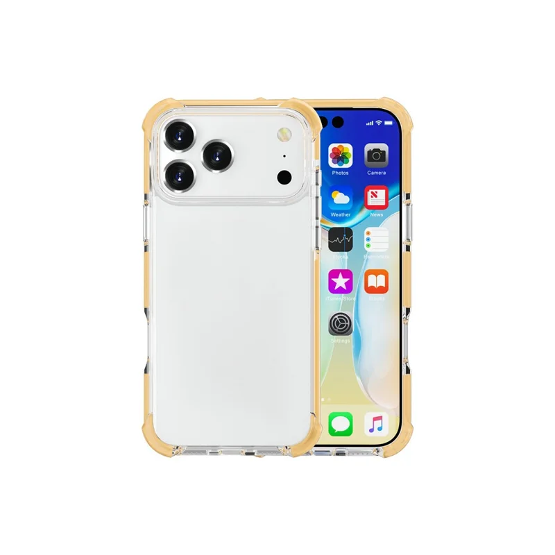 For iPhone 18 Pro Case Four Corners Anti Drop Clear TPU + TPE + PC Phone Cover - Transparent Yellow