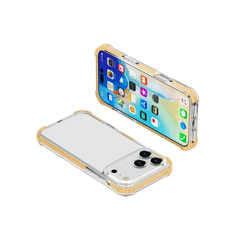 For iPhone 18 Pro Case Four Corners Anti Drop Clear TPU + TPE + PC Phone Cover - Transparent Yellow