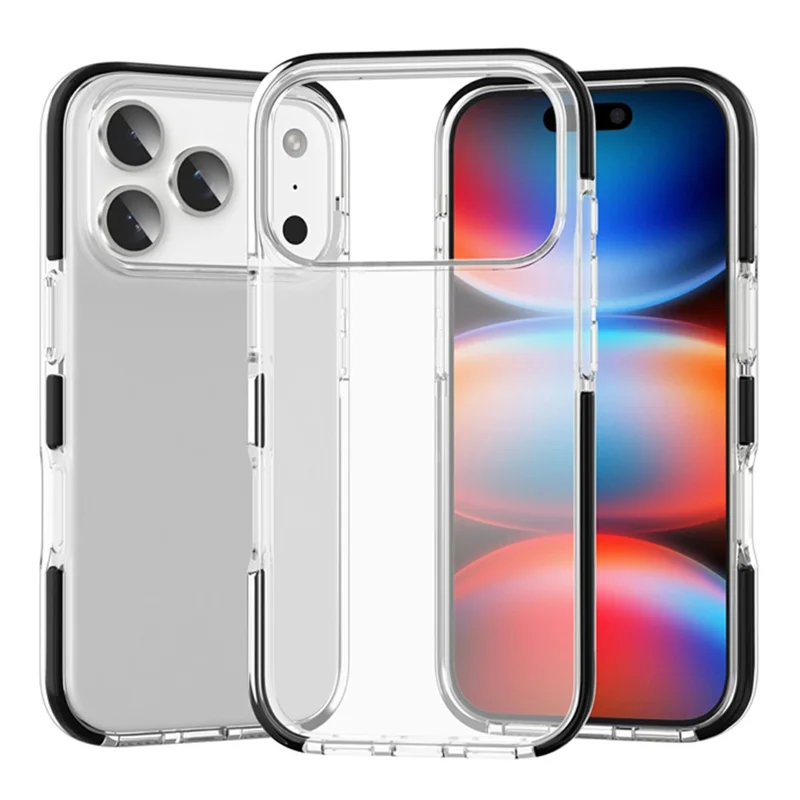 For iPhone 18 Pro Max Case TPU+TPE Anti-drop Clear Phone Cover - Transparent Black