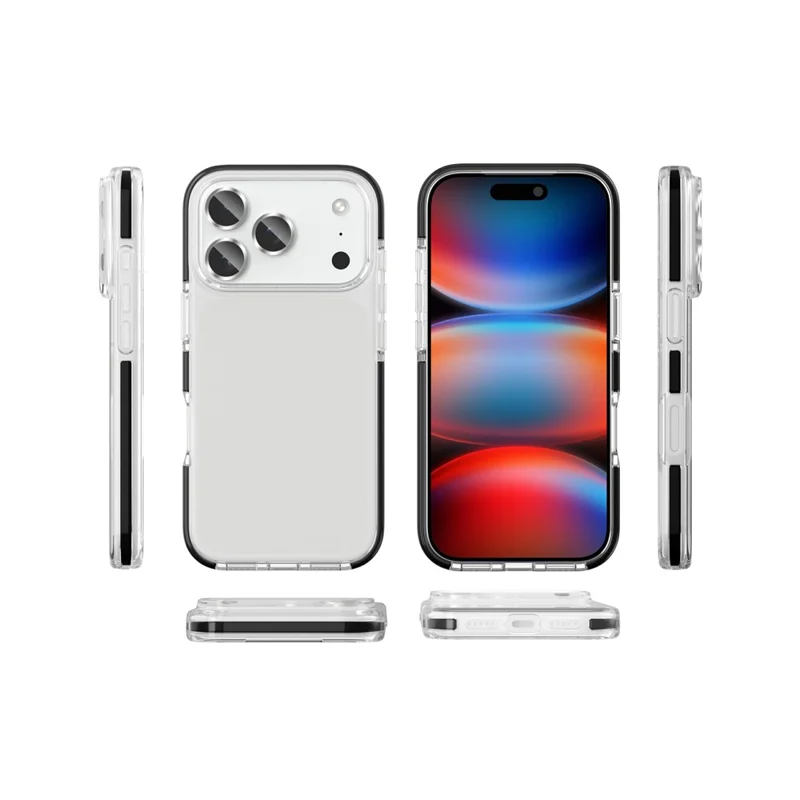For iPhone 18 Pro Max Case TPU+TPE Anti-drop Clear Phone Cover - Transparent Black