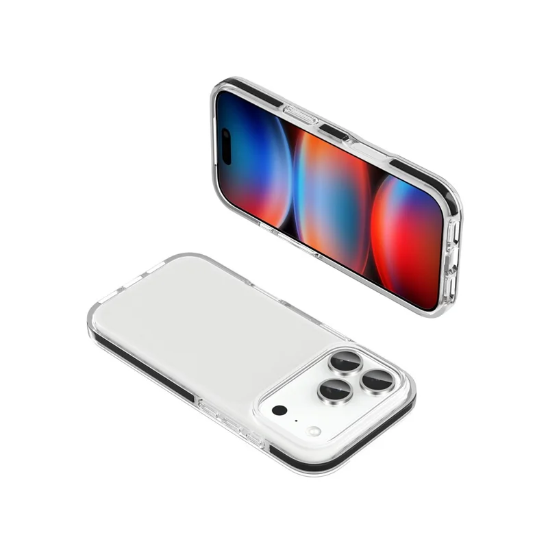 For iPhone 18 Pro Case TPU+TPE Anti-drop Clear Phone Cover - Transparent Black