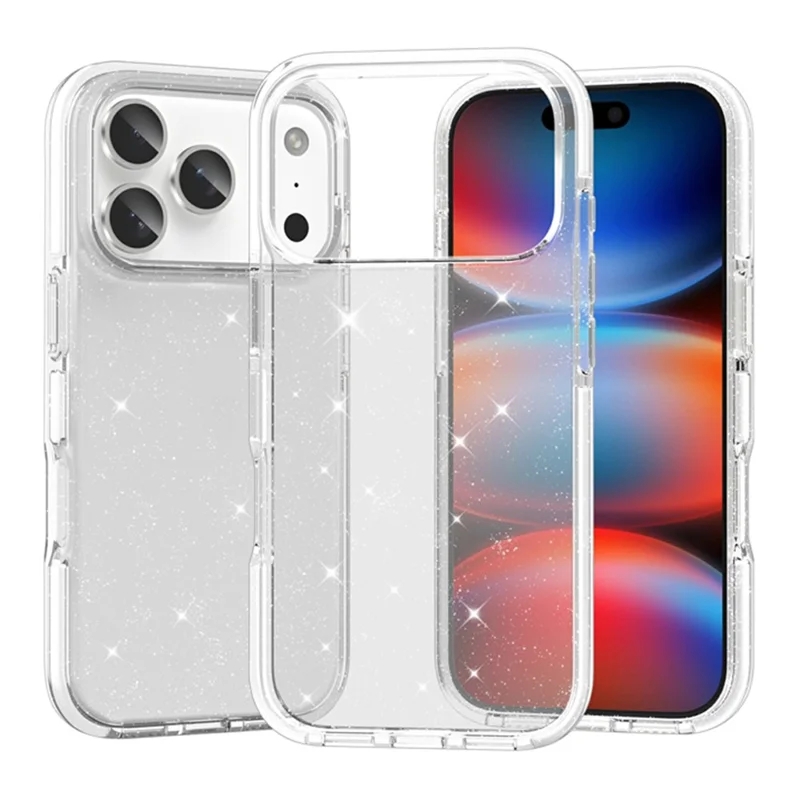 For iPhone 18 Pro Max Glitter Case PC Back TPU+TPE Frame Bling Sparkle Shockproof Cover