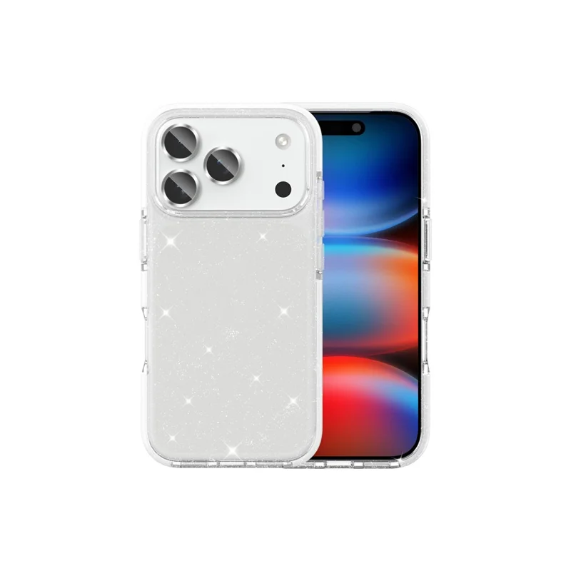 For iPhone 18 Pro Glitter Case PC Back TPU+TPE Frame Bling Sparkle Shockproof Cover