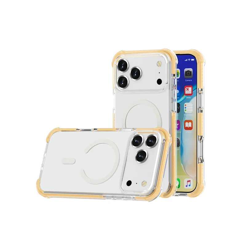 For iPhone 18 Pro Max Case Compatible with MagSafe Reinforced Corners TPU + Acrylic + TPE Phone Cover - Yellow