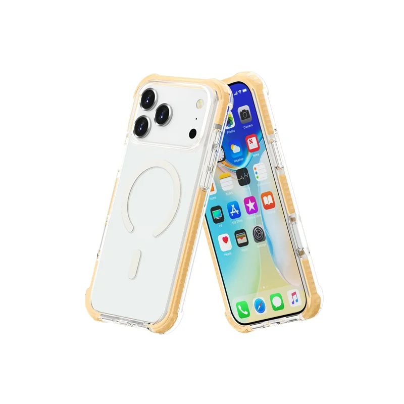 For iPhone 18 Pro Max Case Compatible with MagSafe Reinforced Corners TPU + Acrylic + TPE Phone Cover - Yellow