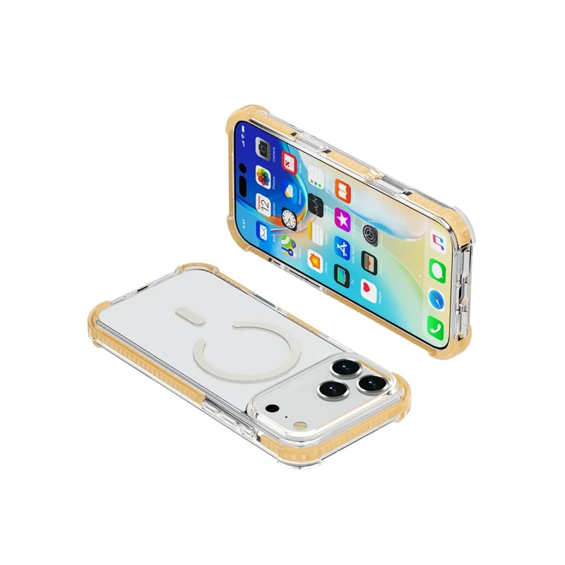 For iPhone 18 Pro Max Case Compatible with MagSafe Reinforced Corners TPU + Acrylic + TPE Phone Cover - Yellow