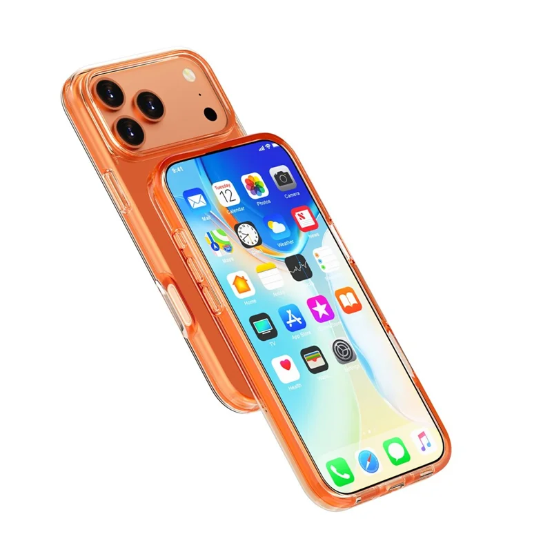 Coque magnétique pour iPhone 18 Pro Max, housse transparente en PC + TPU - Orange