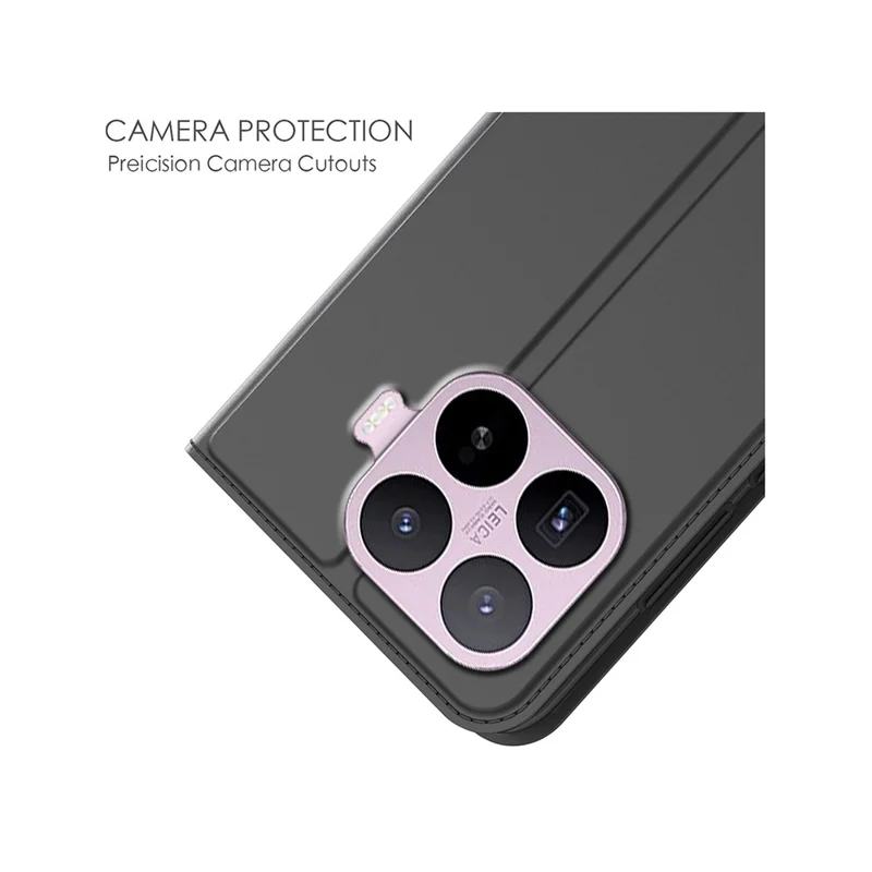 Für Xiaomi 17T Hülle PU-Leder-Handyhülle mit Kartenfach und Ständer - Schwarz