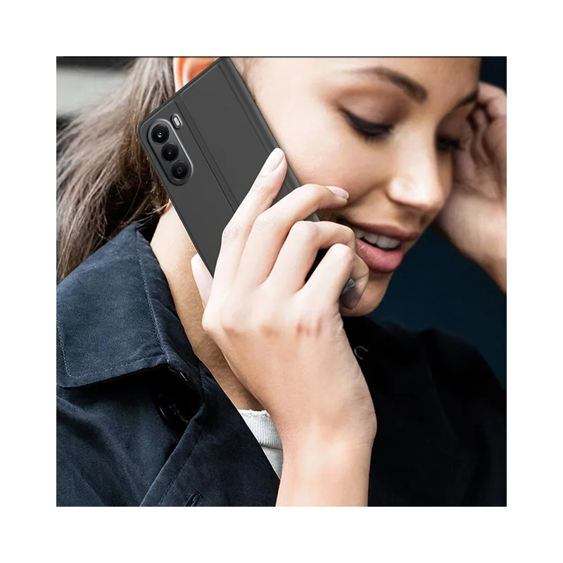 Für OnePlus Nord CE6 Lite 5G Hülle PU-Leder Handyhülle mit Kartenfach und Ständer - Schwarz