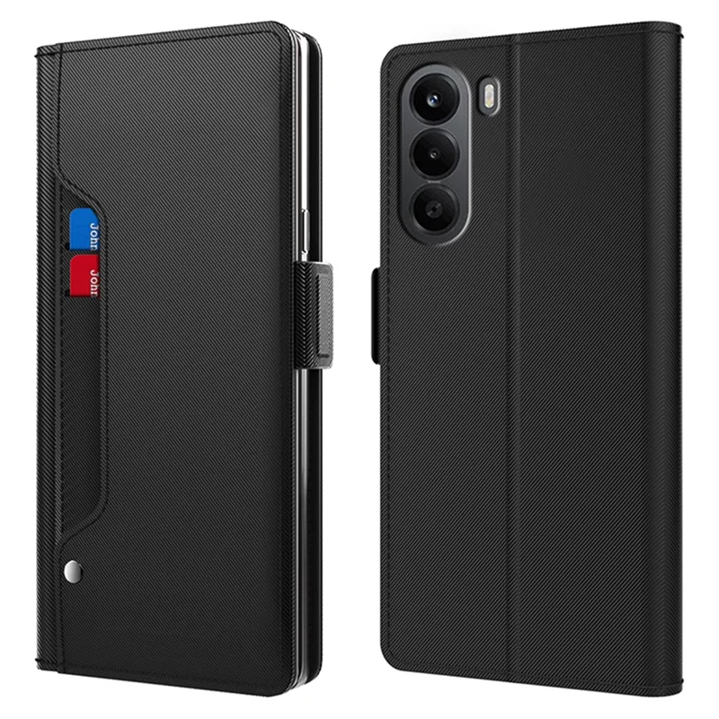 Flip-Case für OnePlus Nord CE6 Lite 5G aus PU+TPU mit Magnetverschluss und Ständer – Schwarz