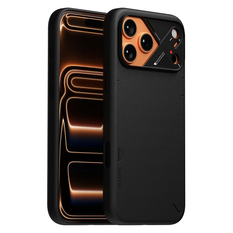 AULUMU A17 for iPhone 17 Pro Max Magnetic Case Biodegradable Vegan Leather + PC Phone Cover - Black