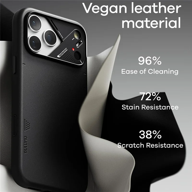 AULUMU A17 for iPhone 17 Pro Max Magnetic Case Biodegradable Vegan Leather + PC Phone Cover - Black