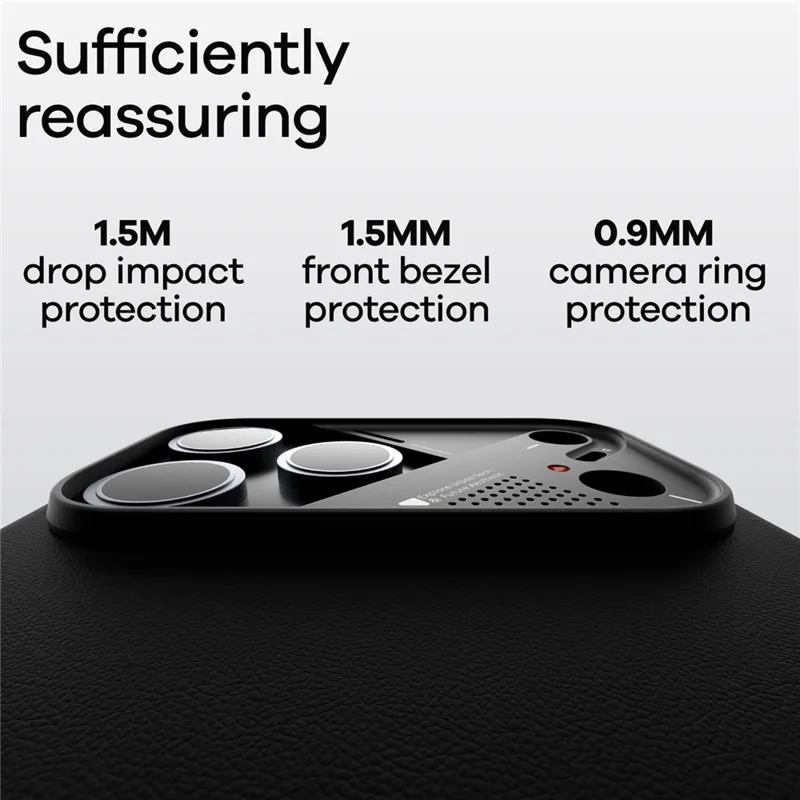 AULUMU A17 for iPhone 17 Pro Max Magnetic Case Biodegradable Vegan Leather + PC Phone Cover - Black