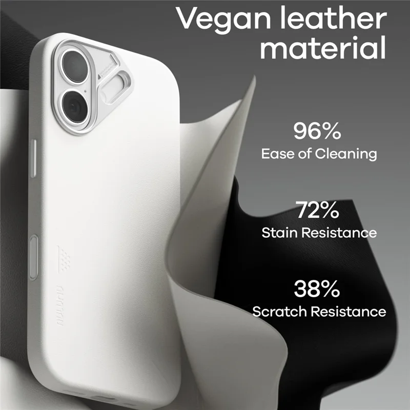 AULUMU A17 for iPhone 17 Magnetic Case Biodegradable Vegan Leather + PC Phone Cover - White