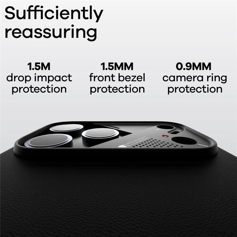AULUMU A17 for iPhone Air Magnetic Case Biodegradable Vegan Leather + PC Phone Cover - Black