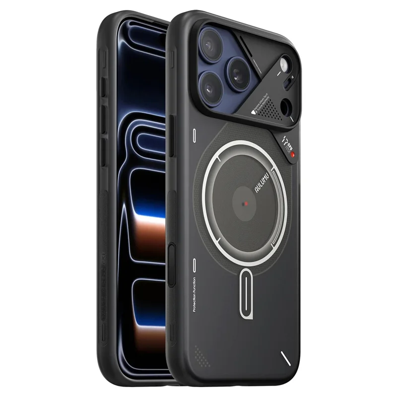 AULUMU A17 for iPhone 17 Pro Max Magnetic Case Glow in the Dark Design TPU IMD Phone Cover - Grey