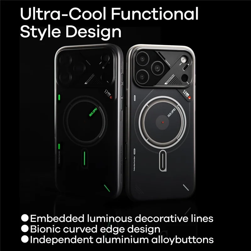 AULUMU A17 for iPhone 17 Pro Max Magnetic Case Glow in the Dark Design TPU IMD Phone Cover - Grey