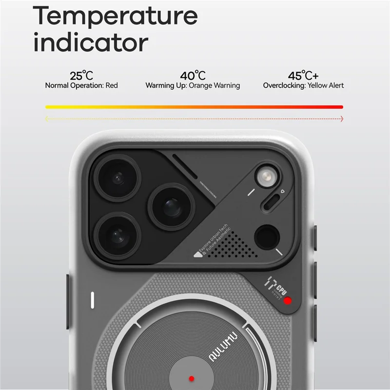AULUMU A17 for iPhone 17 Pro Max Magnetic Case Glow in the Dark Design TPU IMD Phone Cover - Grey