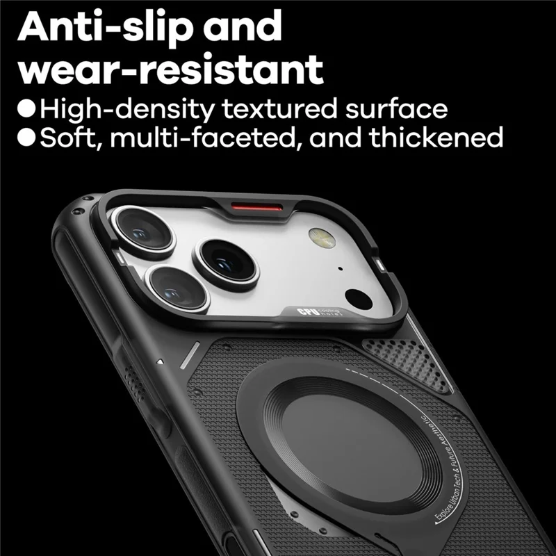 AULUMU A17 For iPhone 17 Pro Max Magnetic Case Heat Dissipation TPU Phone Cover - Black