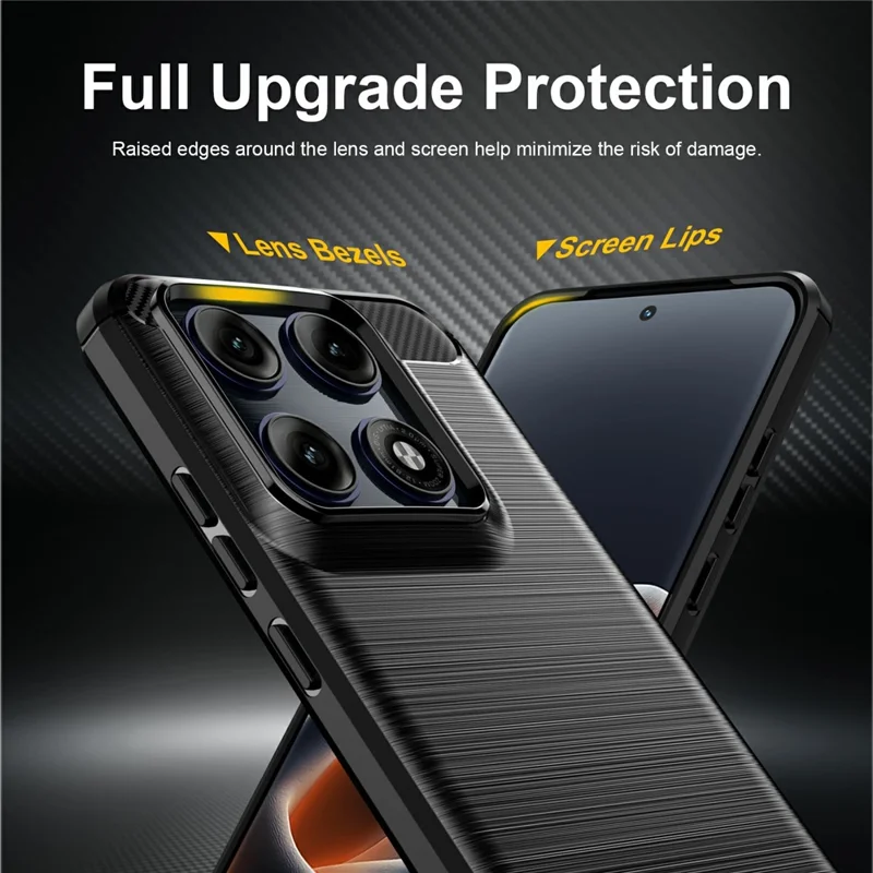 For Motorola Edge 70 Pro 5G TPU Case Protective Phone Cover Carbon Fiber Texture Brushed - Black