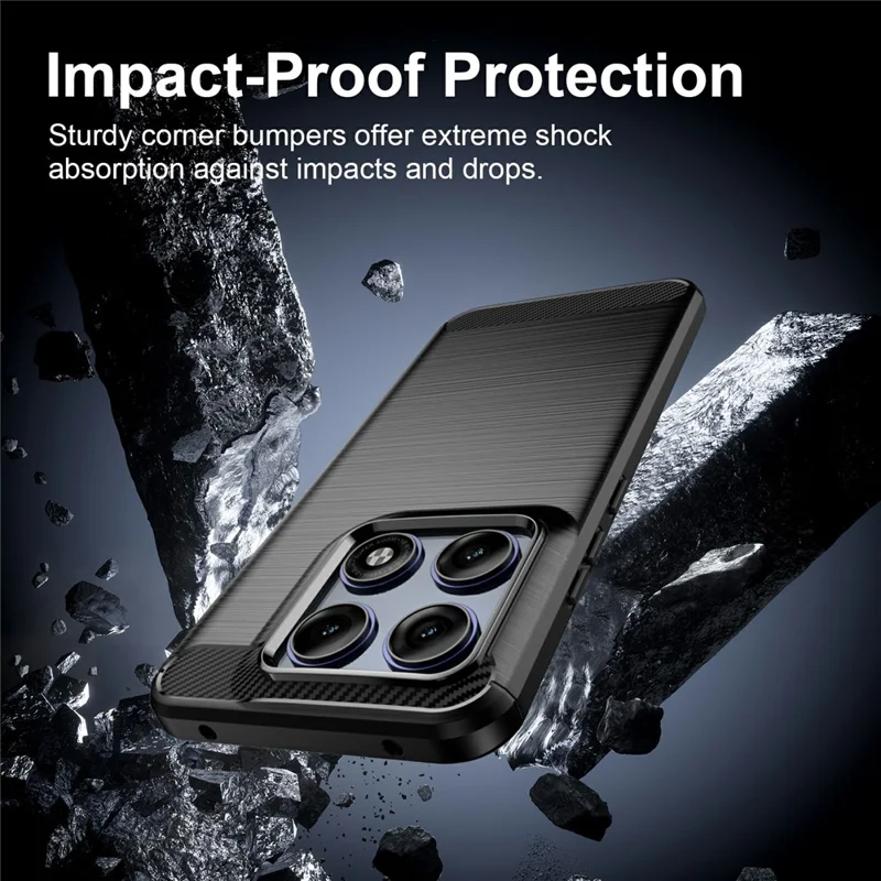 For Motorola Edge 70 Pro 5G TPU Case Protective Phone Cover Carbon Fiber Texture Brushed - Black