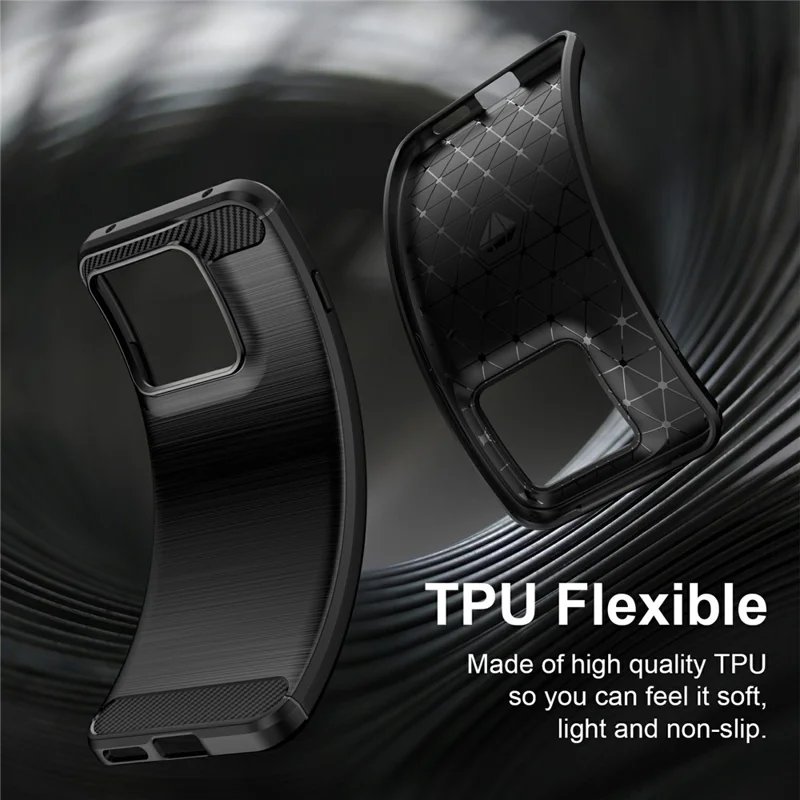 For Motorola Edge 70 Pro 5G TPU Case Protective Phone Cover Carbon Fiber Texture Brushed - Black