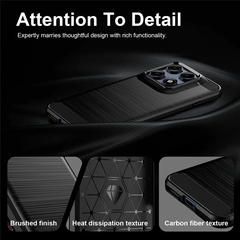 For Motorola Edge 70 Pro 5G TPU Case Protective Phone Cover Carbon Fiber Texture Brushed - Black