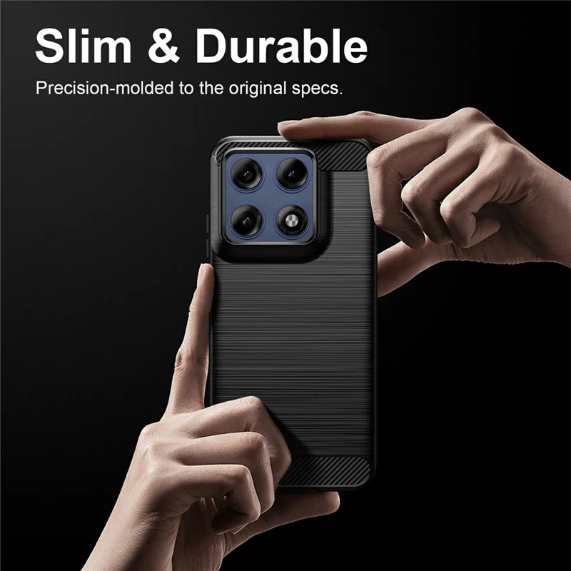 For Motorola Edge 70 Pro 5G TPU Case Protective Phone Cover Carbon Fiber Texture Brushed - Black