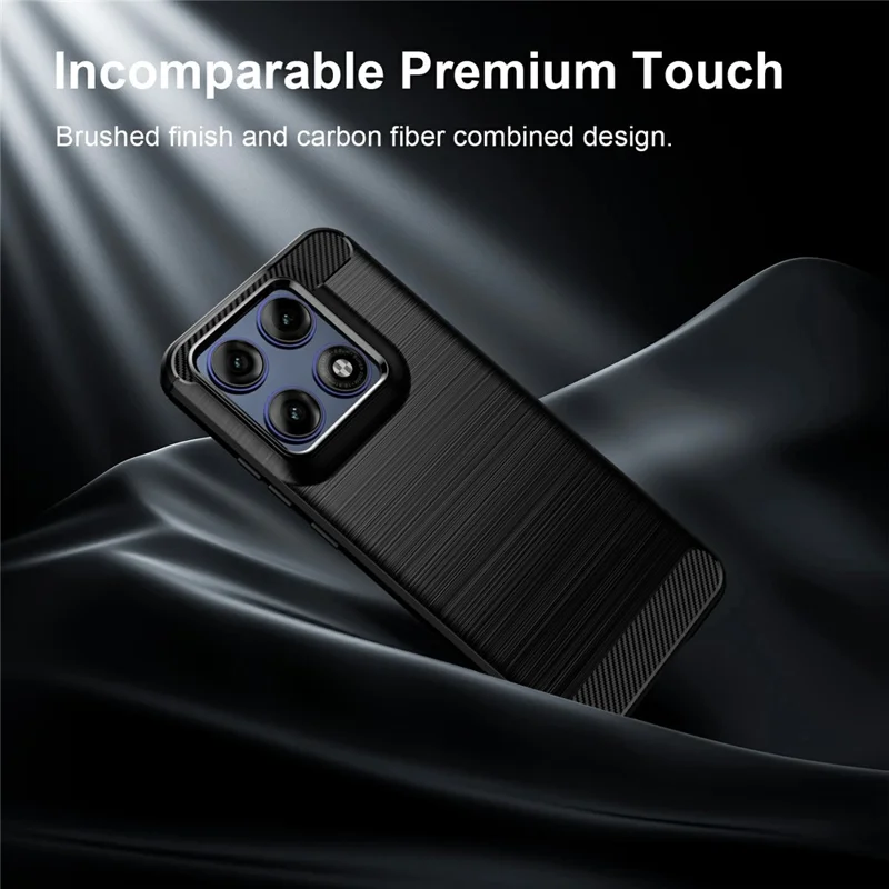 For Motorola Edge 70 Pro 5G TPU Case Protective Phone Cover Carbon Fiber Texture Brushed - Black
