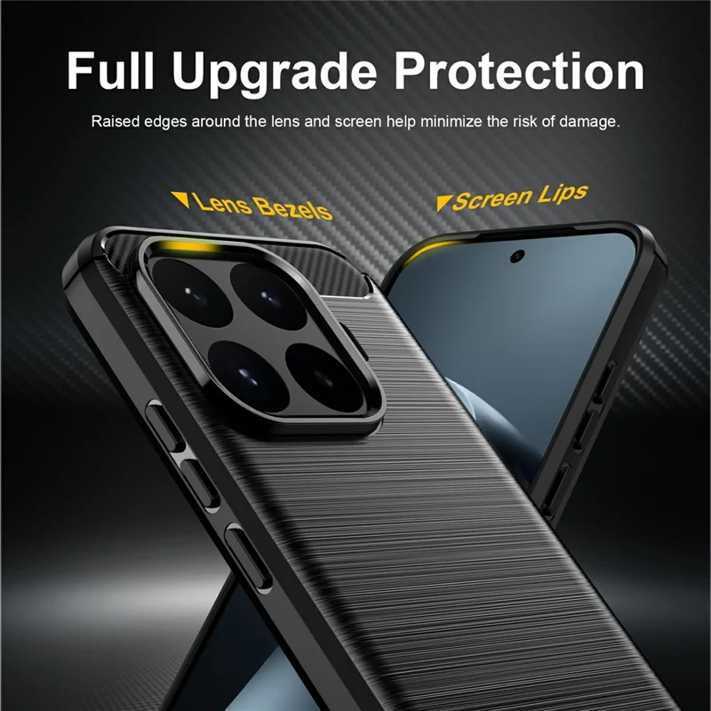 غطاء واقي من مادة TPU لهاتف Xiaomi 17T بتصميم ألياف كربونية وملمس مطري - أسود