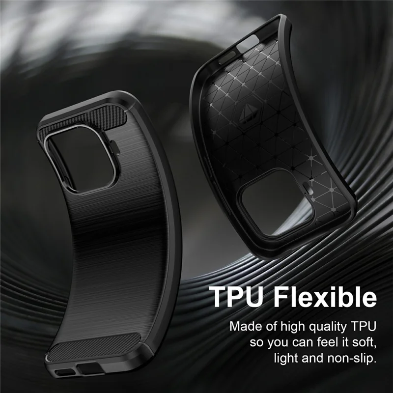 غطاء واقي من مادة TPU لهاتف Xiaomi 17T بتصميم ألياف كربونية وملمس مطري - أسود