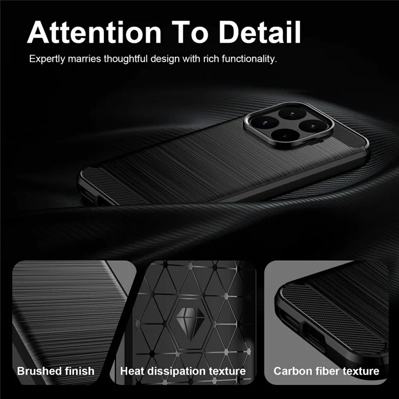 غطاء واقي من مادة TPU لهاتف Xiaomi 17T بتصميم ألياف كربونية وملمس مطري - أسود
