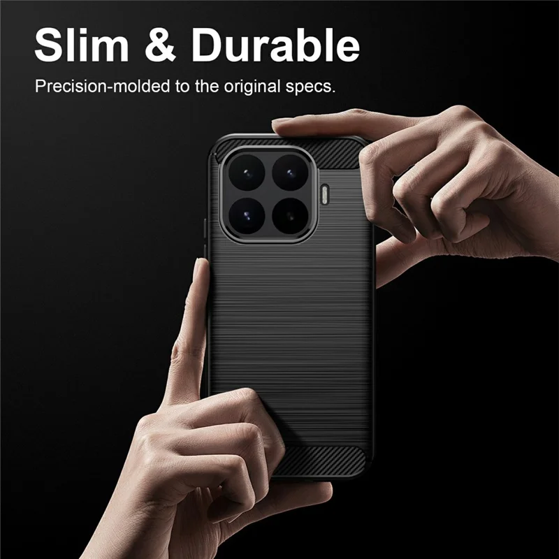 غطاء واقي من مادة TPU لهاتف Xiaomi 17T بتصميم ألياف كربونية وملمس مطري - أسود