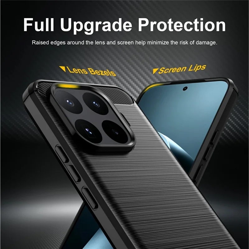 غطاء واقي من مادة TPU لهاتف Xiaomi 17T Pro بتصميم ألياف كربونية بلمسة مطفية - أسود