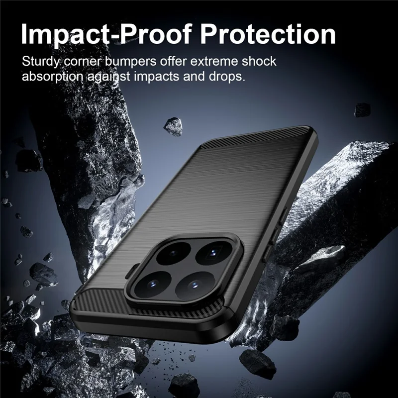 غطاء واقي من مادة TPU لهاتف Xiaomi 17T Pro بتصميم ألياف كربونية بلمسة مطفية - أسود